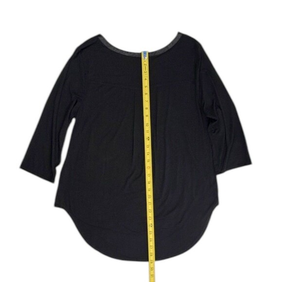 Grace Perfect Fit Black Knit Tunic Top Satin Trim Modern Chic Stretch Career XL - Picture 12 of 14